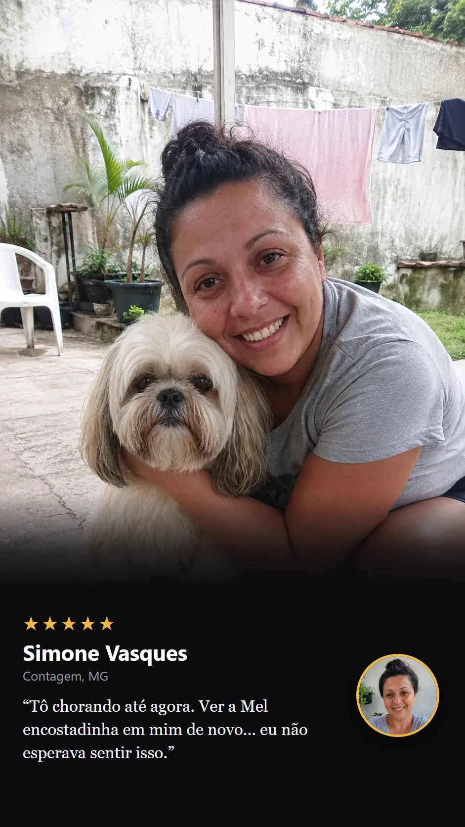 Card de prova social do Reencontro Pet