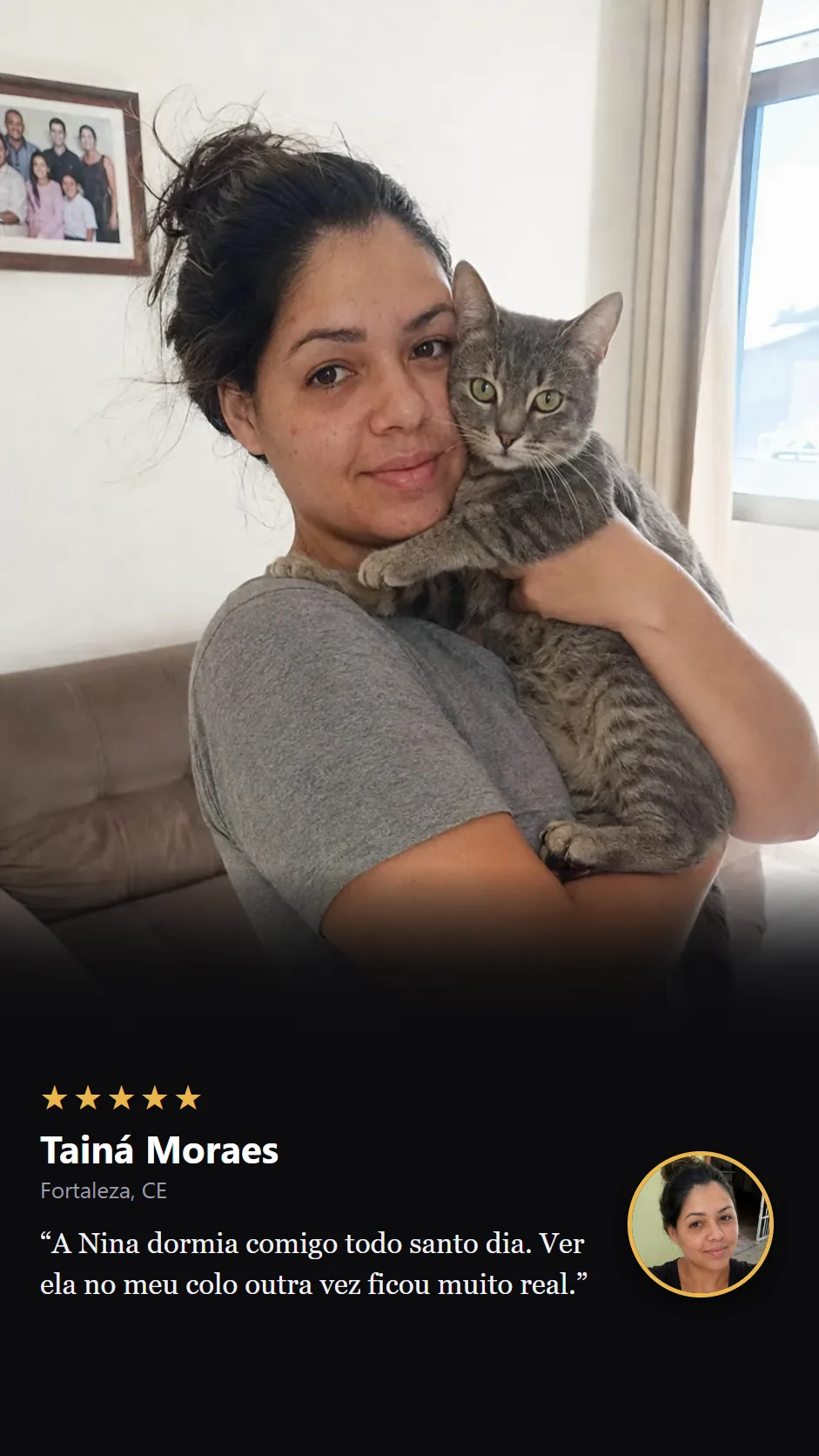 Card de prova social do Reencontro Pet