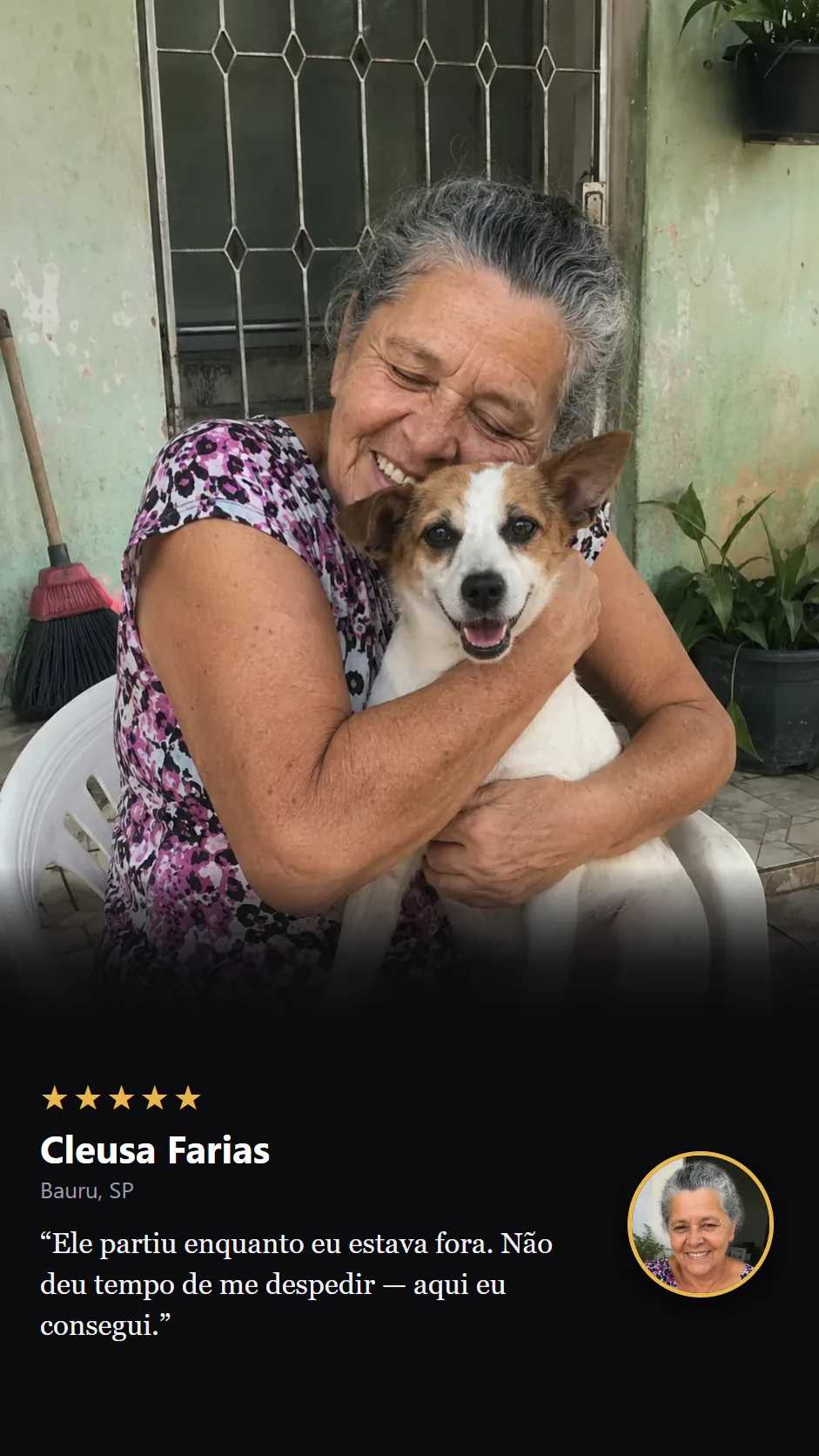 Card de prova social do Reencontro Pet